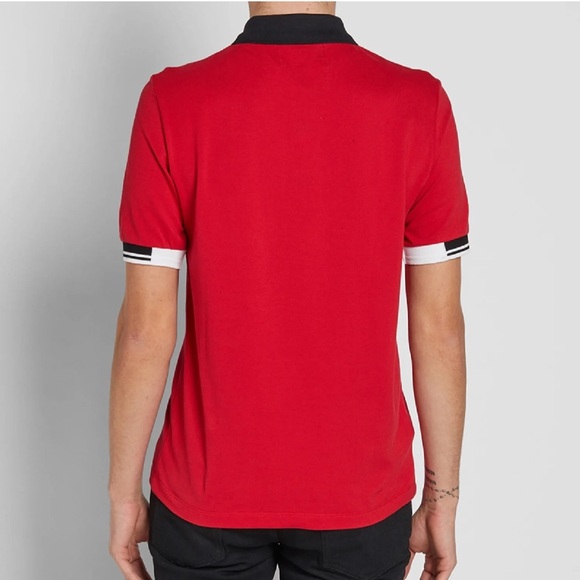 Raf Simons X Fred Perry Tipped Cuff Polo England Red Size 44/Large New With Tags - Picture 3 of 13